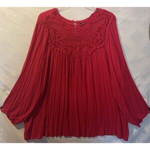 TORRID Fuchsia Red Lace Front Full Flowy Tunic Women's Size 6 6X